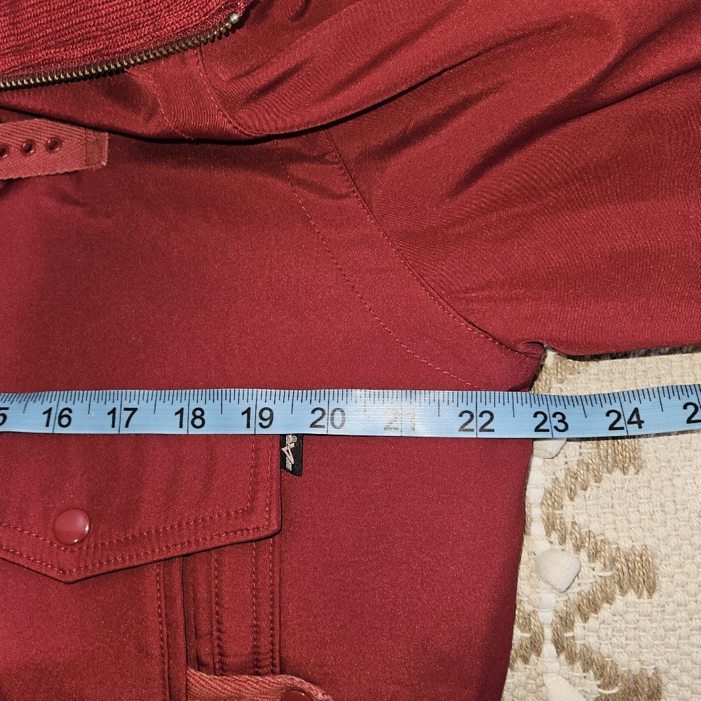 Alpha Industries Coat Jacket Maroon Red Women Large Outerwear Winter Mid Crop - Picture 11 of 14